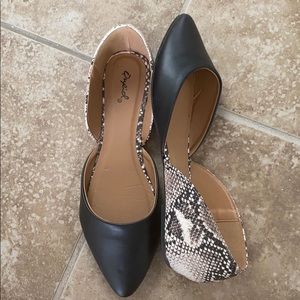 Snakeskin and Black Flats